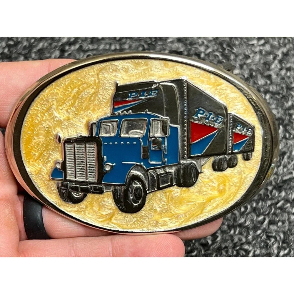 Vintage P.I.E. Nationwide Oval Belt Buckle Semi Drivers Big Rig 18 Wheeler Retro